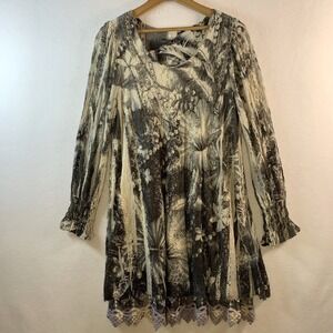 Origami Womens Lace Mesh Overlay Layered Dress‎ Medium Whimsigoth Fairy Grunge